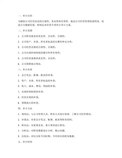 经营专项审计审计方案