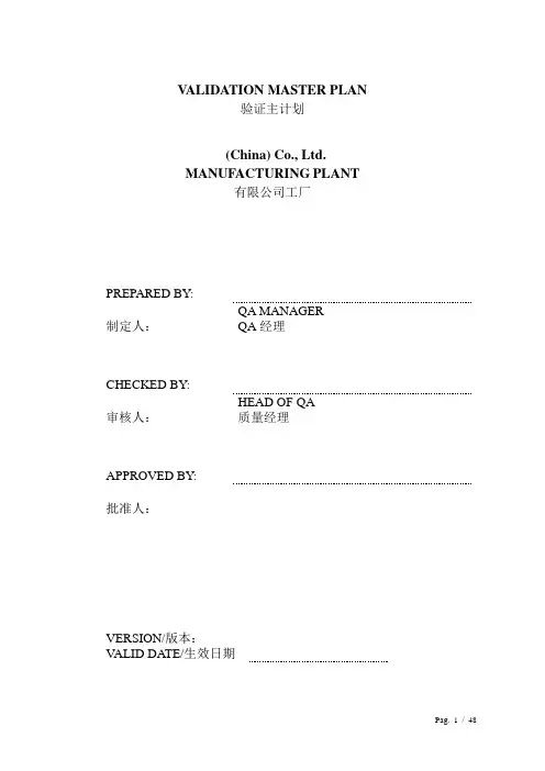 Validation master plan