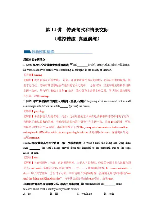 第14讲 特殊句式和情景交际(练)-2024年高考英语一轮复习讲练测(新教材新高考)(解析版)