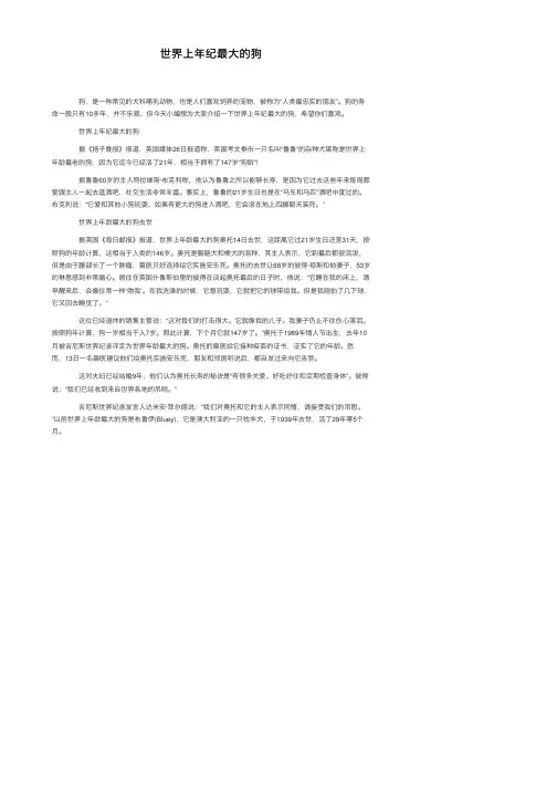 世界上年纪最大的狗