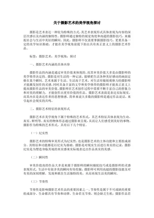 关于摄影艺术的美学视角探讨