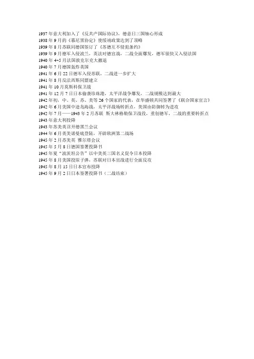 二战时间表