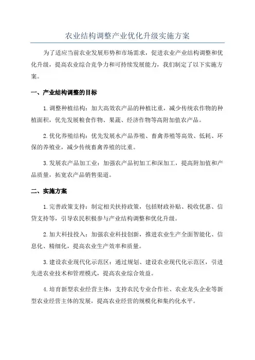 农业结构调整产业优化升级实施方案