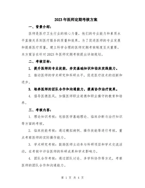 2023年医师定期考核方案