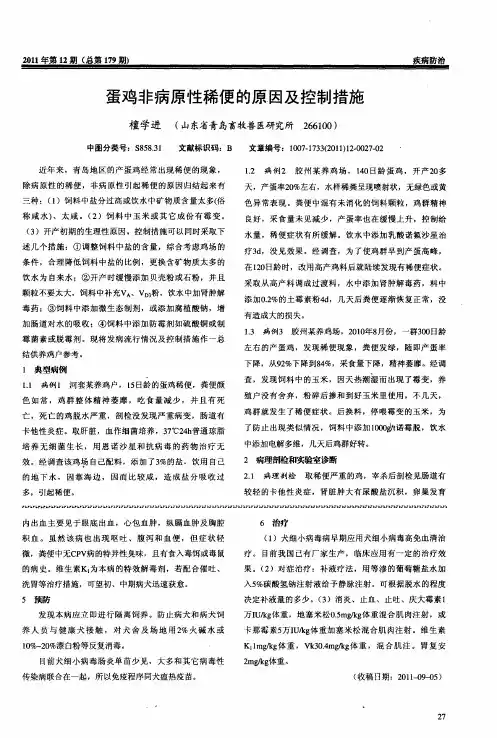 蛋鸡非病原性稀便的原因及控制措施
