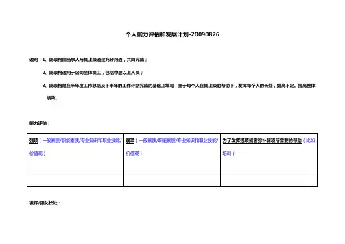 个人能力评估和发展计划