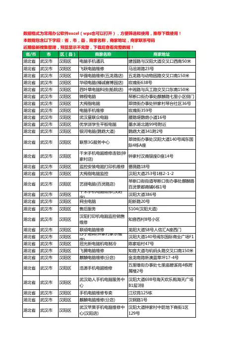 新版湖北省武汉市汉阳区电脑工商企业公司名录名单黄页大全80家