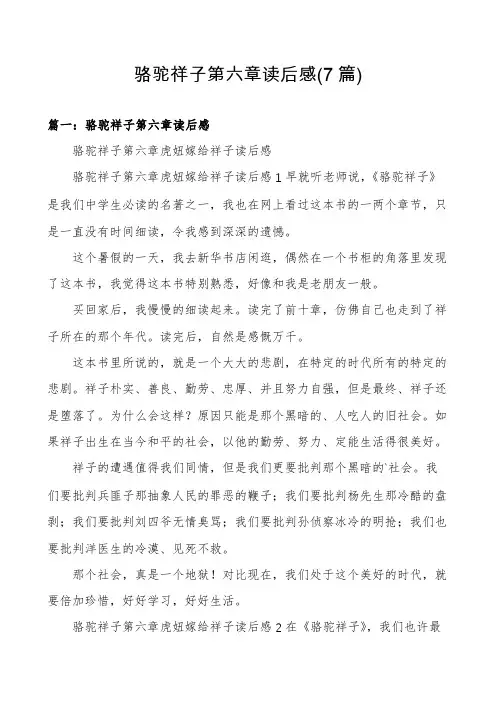 骆驼祥子第六章读后感(7篇)