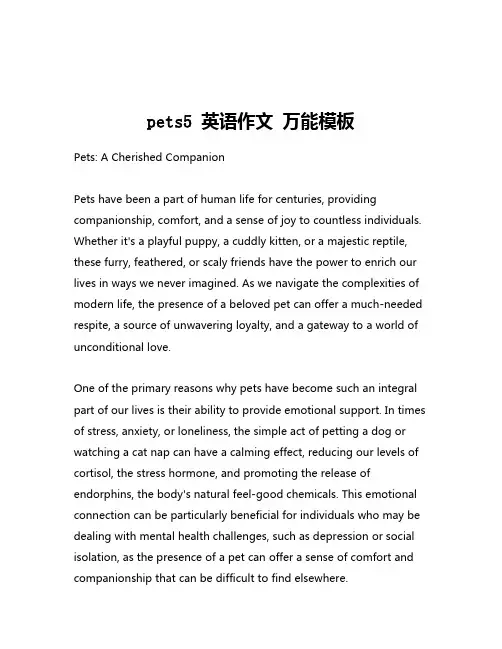 pets5 英语作文 万能模板