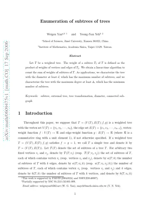 Enumeration of subtrees of trees
