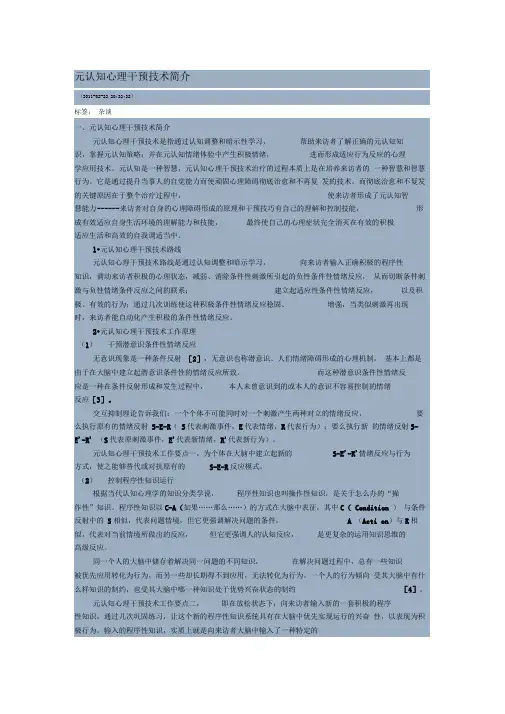 元认知心理干预技术简介