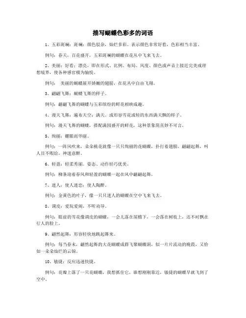 描写蝴蝶色彩多的词语