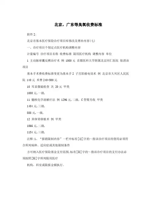 北京,广东等臭氧收费标准