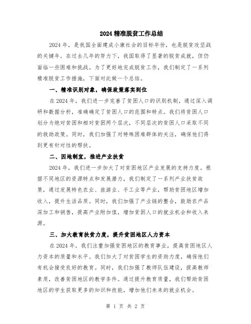 2024精准脱贫工作总结