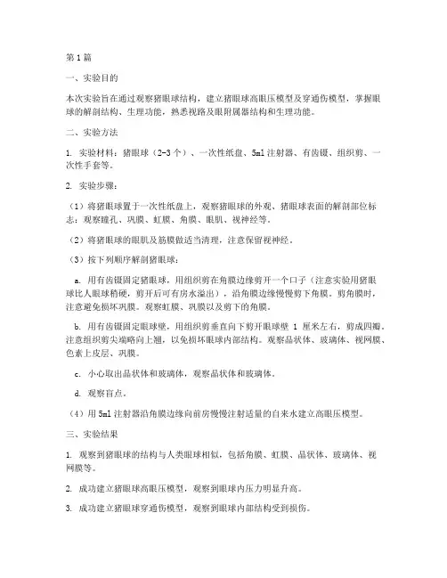 眼球解剖实验报告小结(3篇)