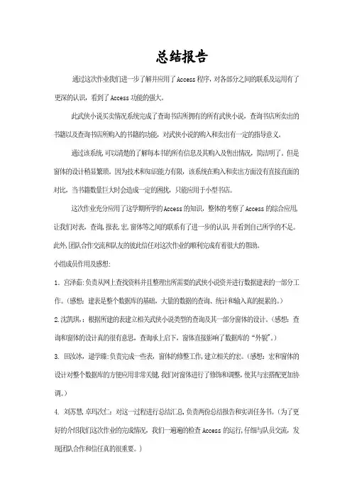 Access总结报告