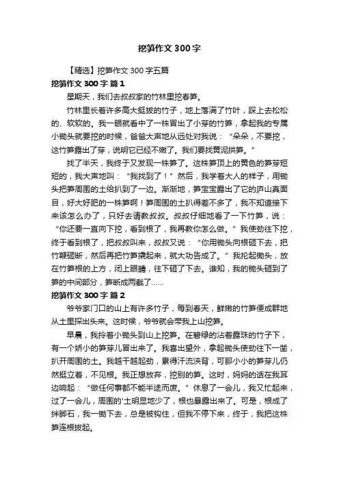 【精选】挖笋作文300字五篇