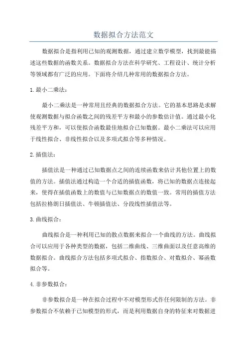 数据拟合方法范文