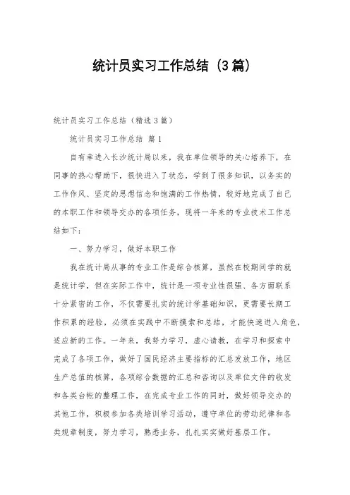 统计员实习工作总结(3篇)
