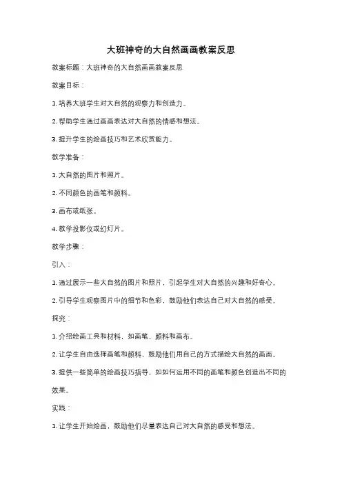 大班神奇的大自然画画教案反思