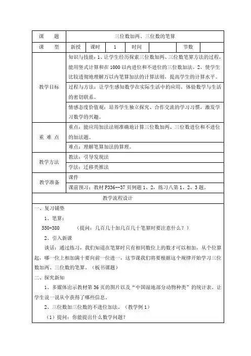 三位数加两三位数的笔算