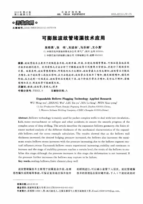 可膨胀波纹管堵漏技术应用