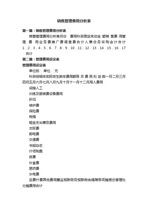 销售管理费用分析表