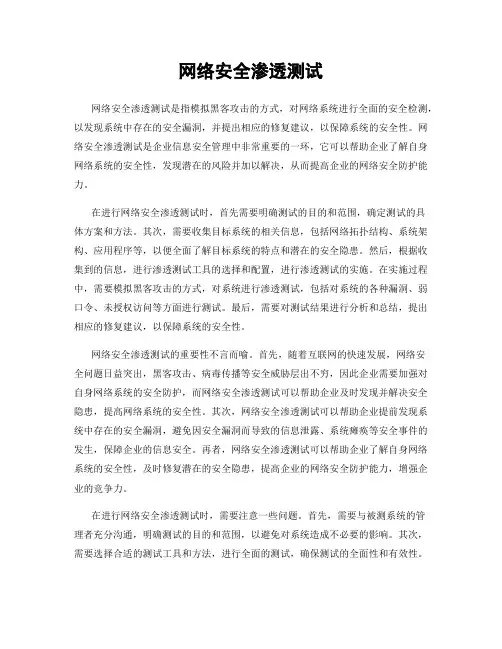 网络安全渗透测试