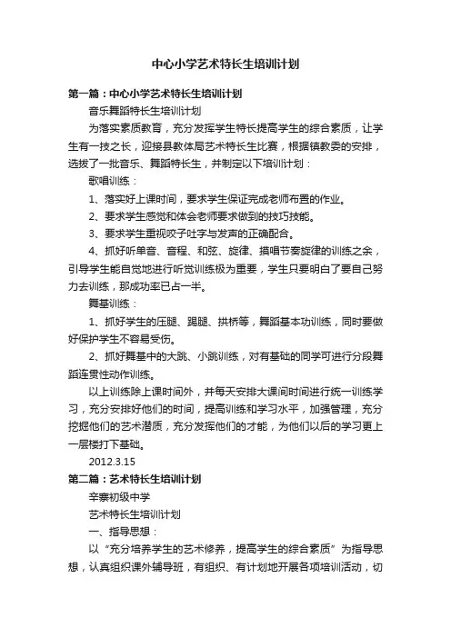 中心小学艺术特长生培训计划