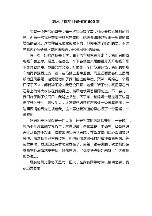 忘不了你的目光作文600字