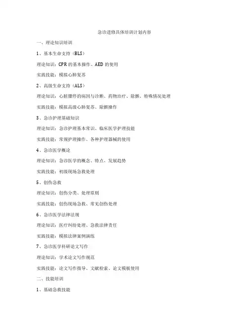 急诊进修具体培训计划内容