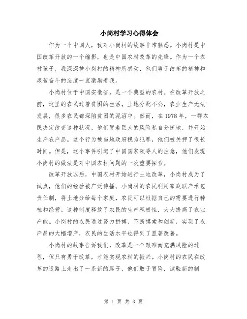 小岗村学习心得体会