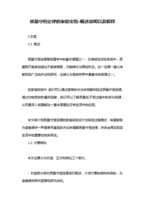 质量守恒定律的家庭实验