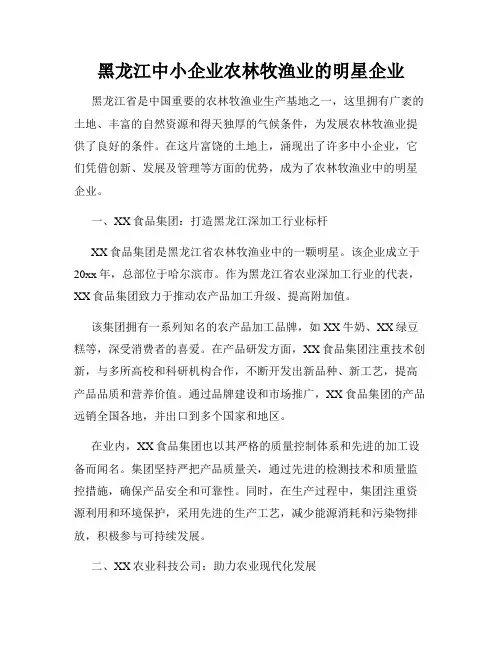 黑龙江中小企业农林牧渔业的明星企业