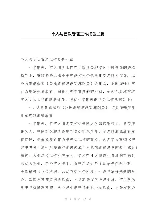 个人与团队管理工作报告三篇