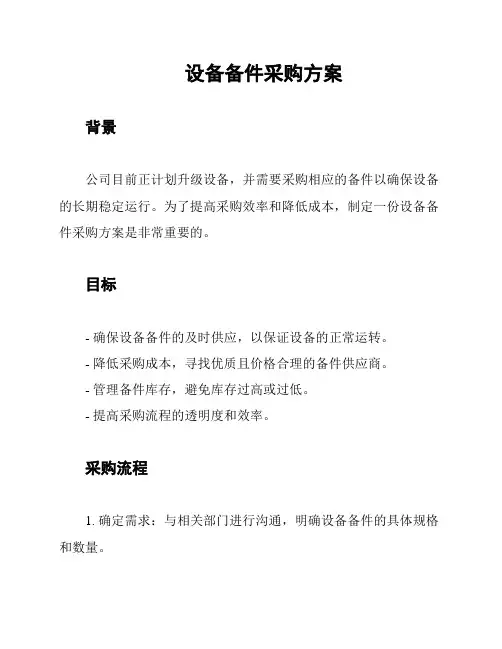 设备备件采购方案