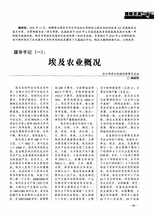 援非手记(一)：埃及农业概况