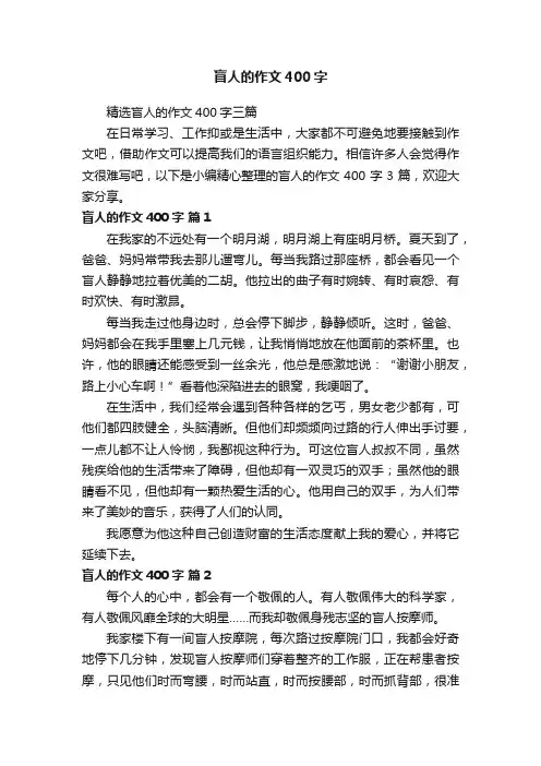 精选盲人的作文400字三篇