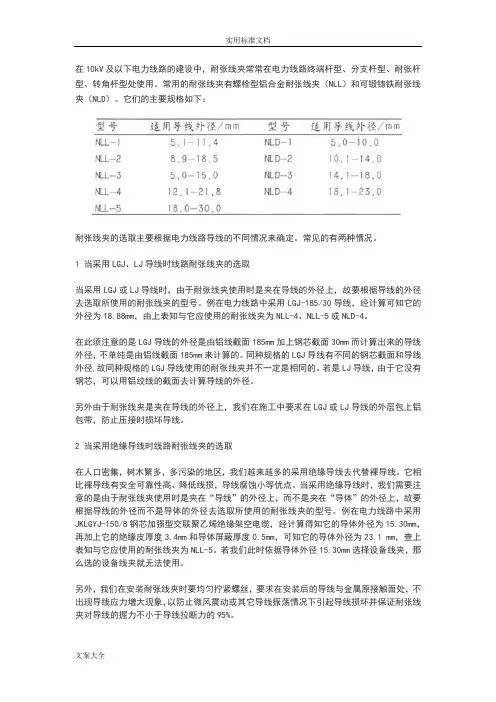 耐张线夹与楔形线夹