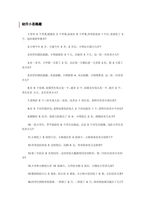 幼升小思维题