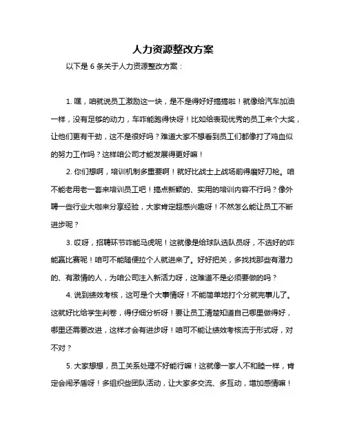 人力资源整改方案