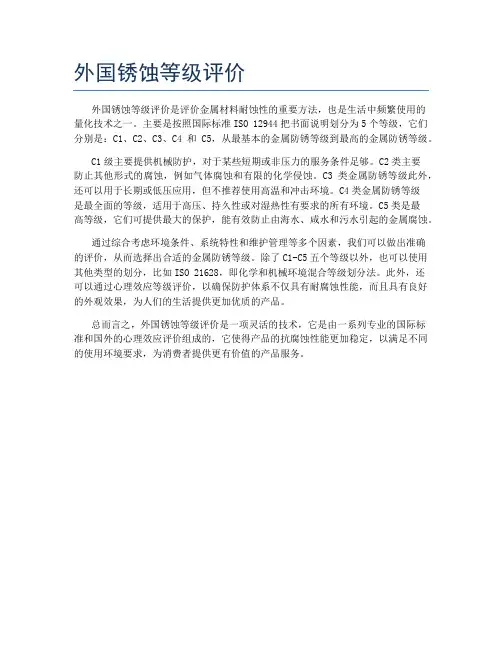 外国锈蚀等级评价
