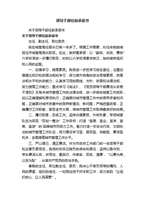 关于领导干部任前承诺书