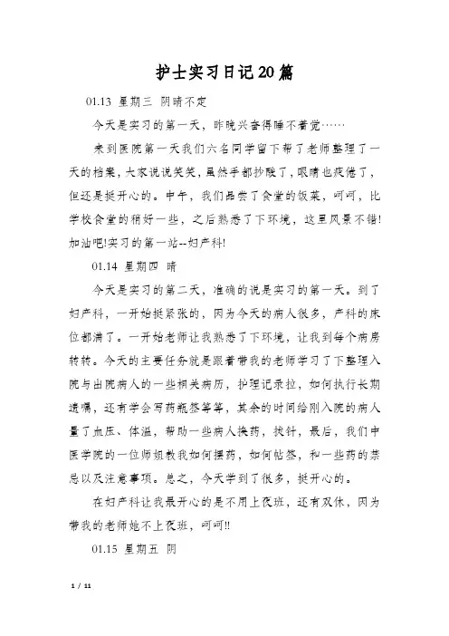 护士实习日记20篇