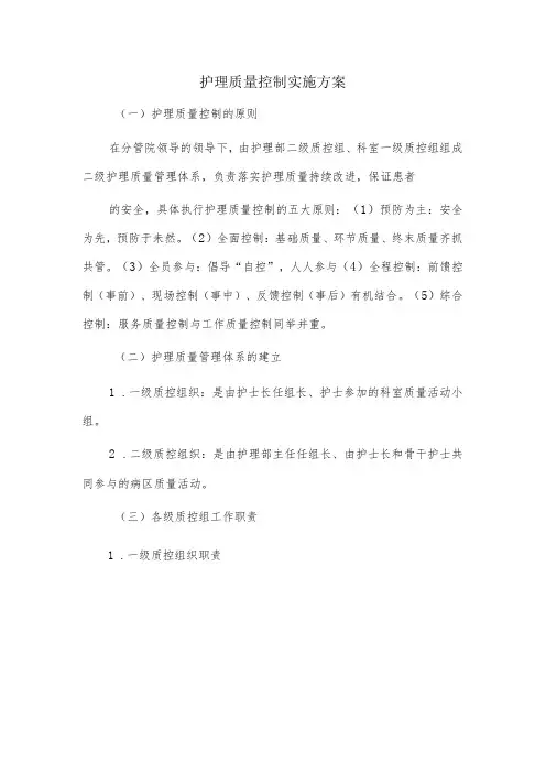 护理质量控制实施方案