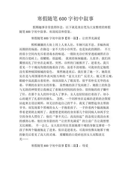 寒假随笔600字初中叙事