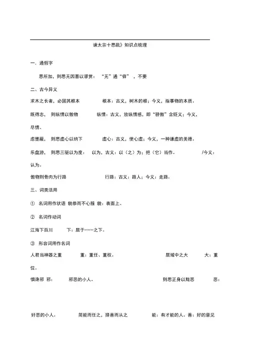 《谏太宗十思疏》知识点梳理