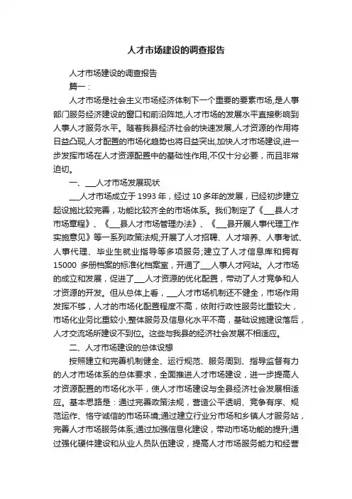 人才市场建设的调查报告