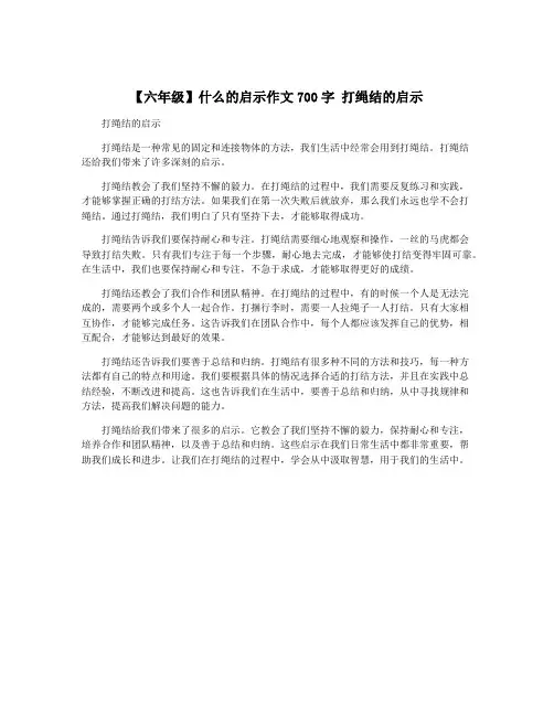 【六年级】什么的启示作文700字 打绳结的启示