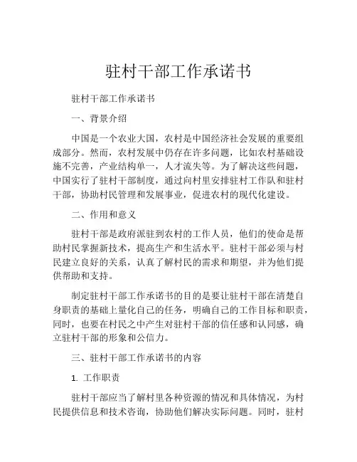 驻村干部工作承诺书